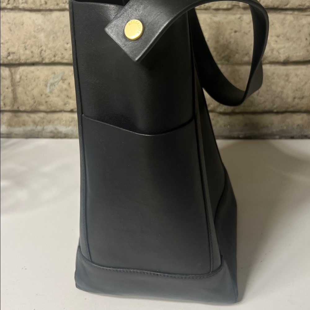 All Saints Black Leather Tote with Gold Zipper - Picture 12 of 12